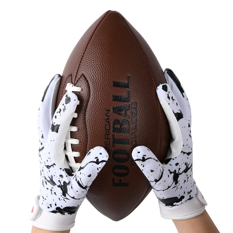 RSPGO Kids Football Gloves Youth Enhanced Grip Silicone Wide Receiver Gloves Friesian Cattle XS/S - Image 1